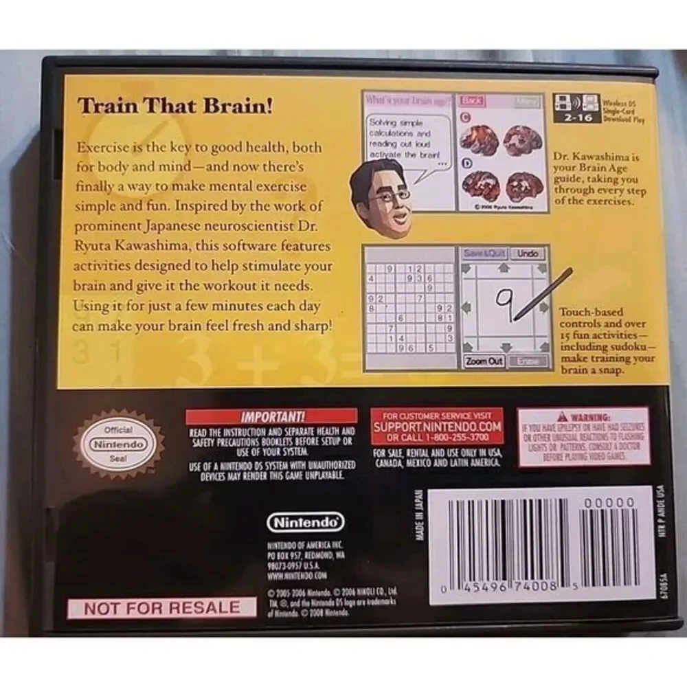 Nintendo‎ DS Brain Age Train Your Brain In Minutes A Day Manual Included Pre Own